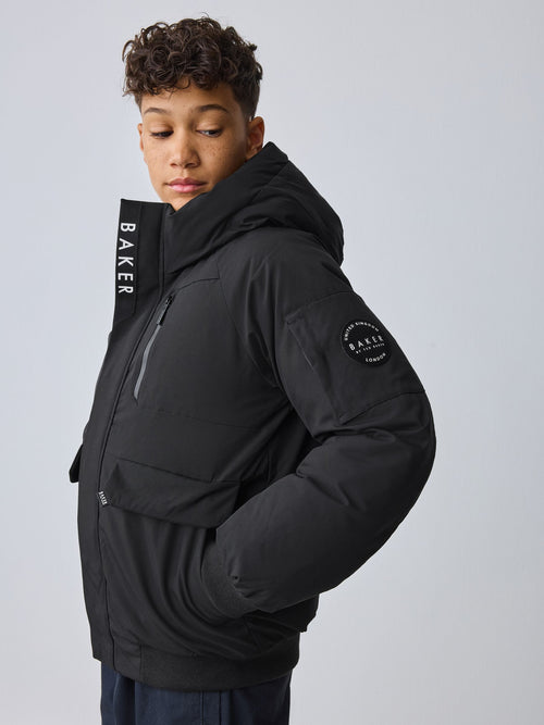 Baker by Ted Baker Shower Resistant Padded Bomber Black Coat image 1