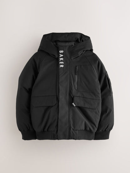 Baker by Ted Baker Shower Resistant Padded Bomber Black Coat image 11