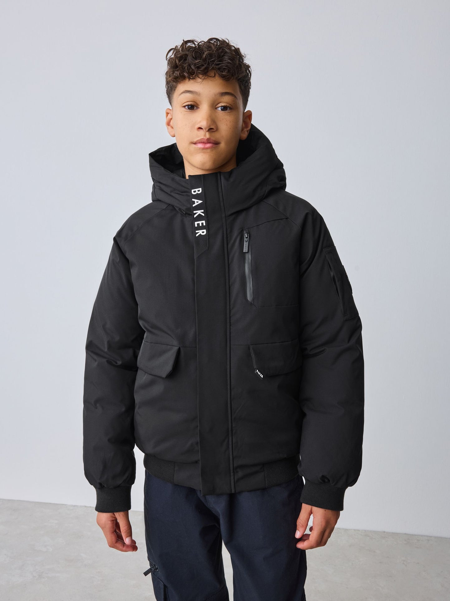Baker by Ted Baker Shower Resistant Padded Bomber Black Coat image 4