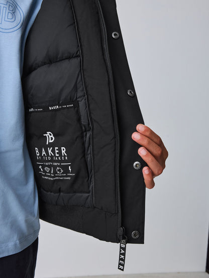 Baker by Ted Baker Shower Resistant Padded Bomber Black Coat image 9