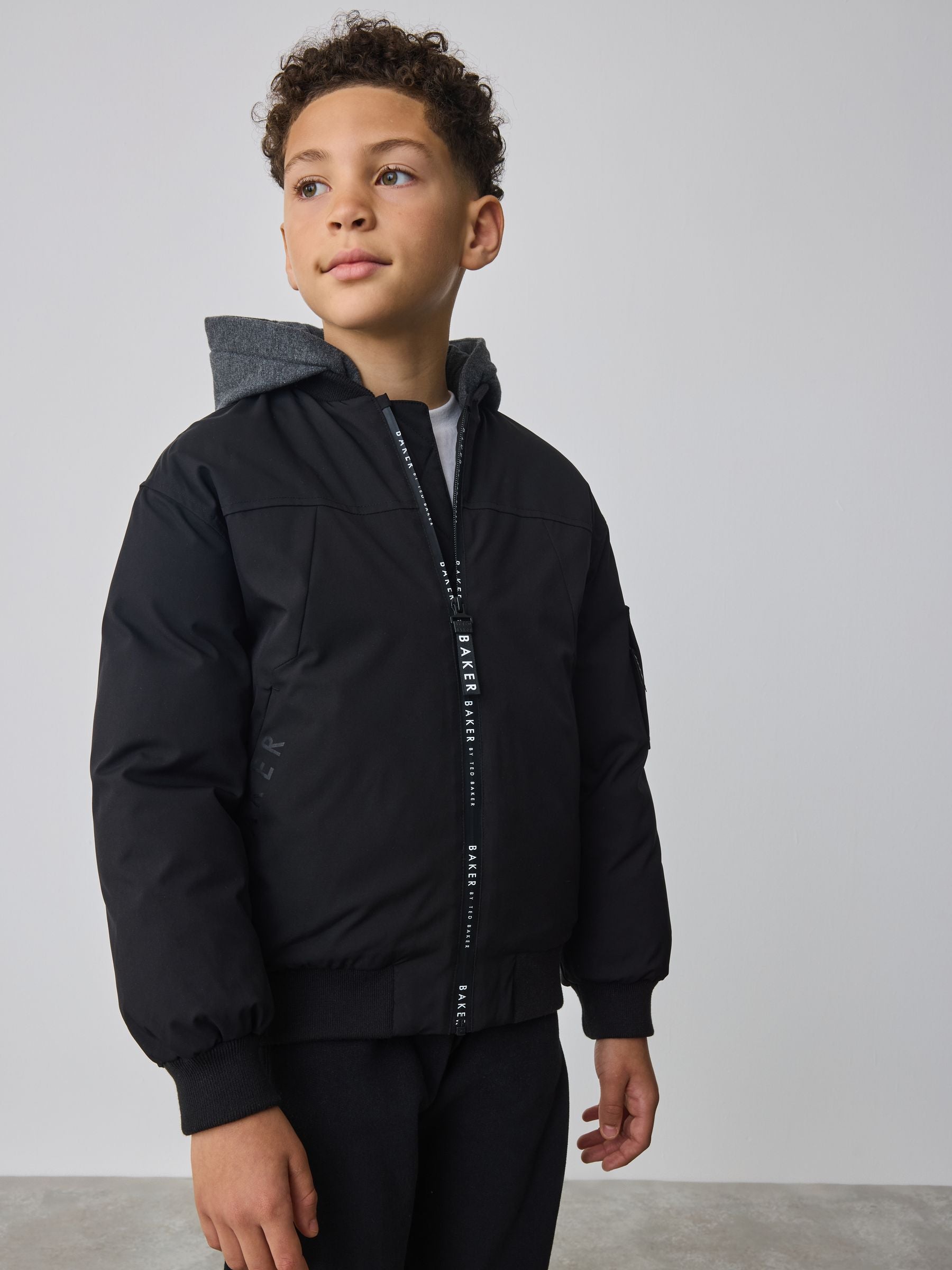 Baker by Ted Baker Shower Resistant Padded Bomber Black Coat image 3