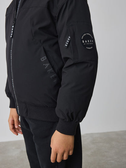 Baker by Ted Baker Shower Resistant Padded Bomber Black Coat image 6
