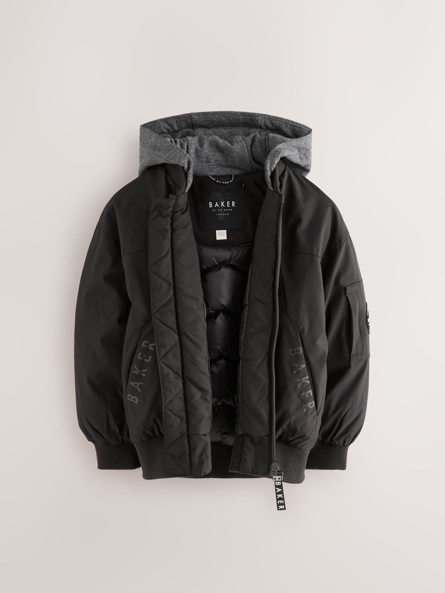 Baker by Ted Baker Shower Resistant Padded Bomber Black Coat image 8