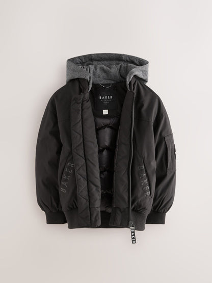 Baker by Ted Baker Shower Resistant Padded Bomber Black Coat image 8