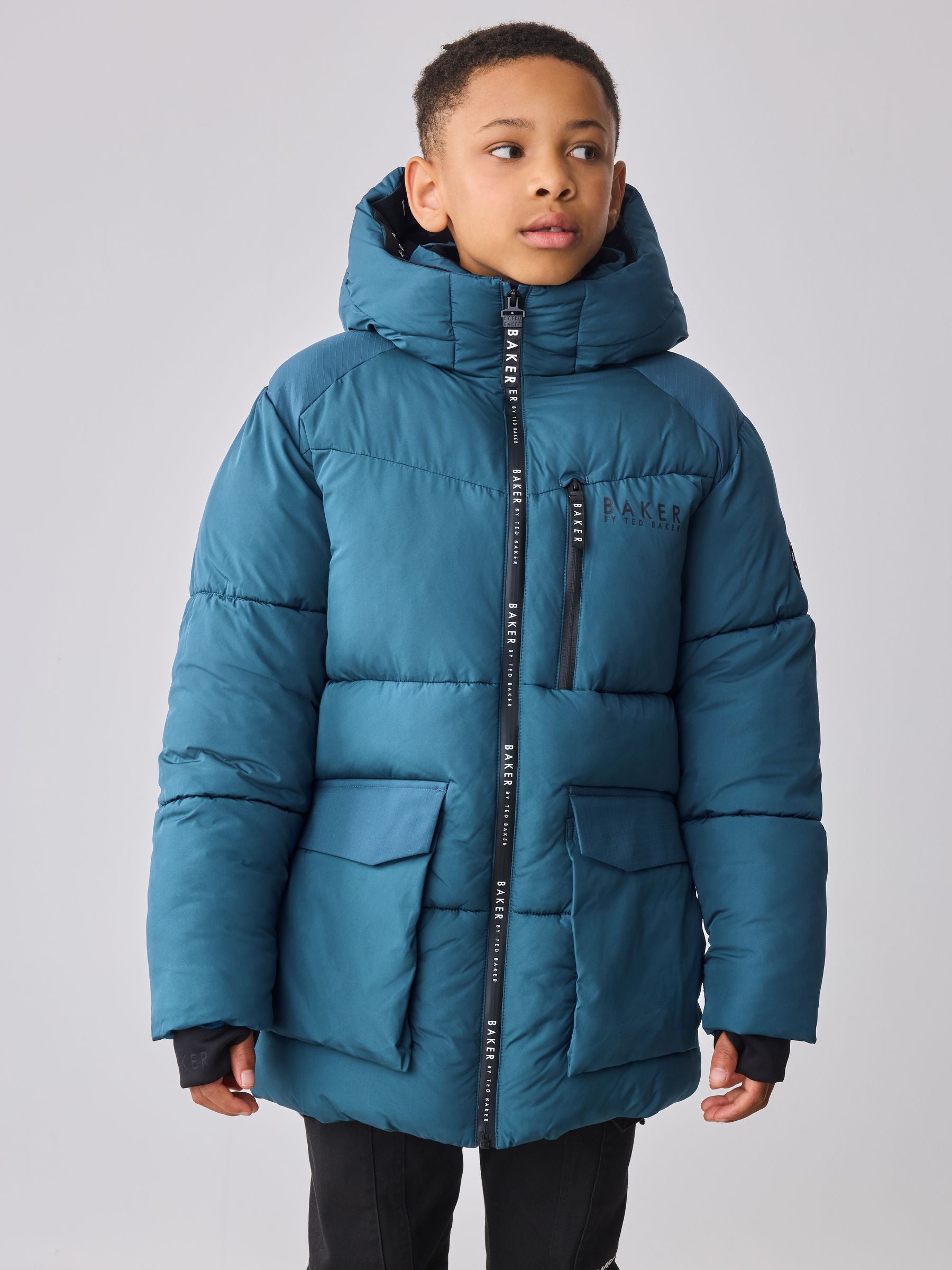 Baker by Ted Baker Blue Shower Resistant Midlength Padded Coat image 1