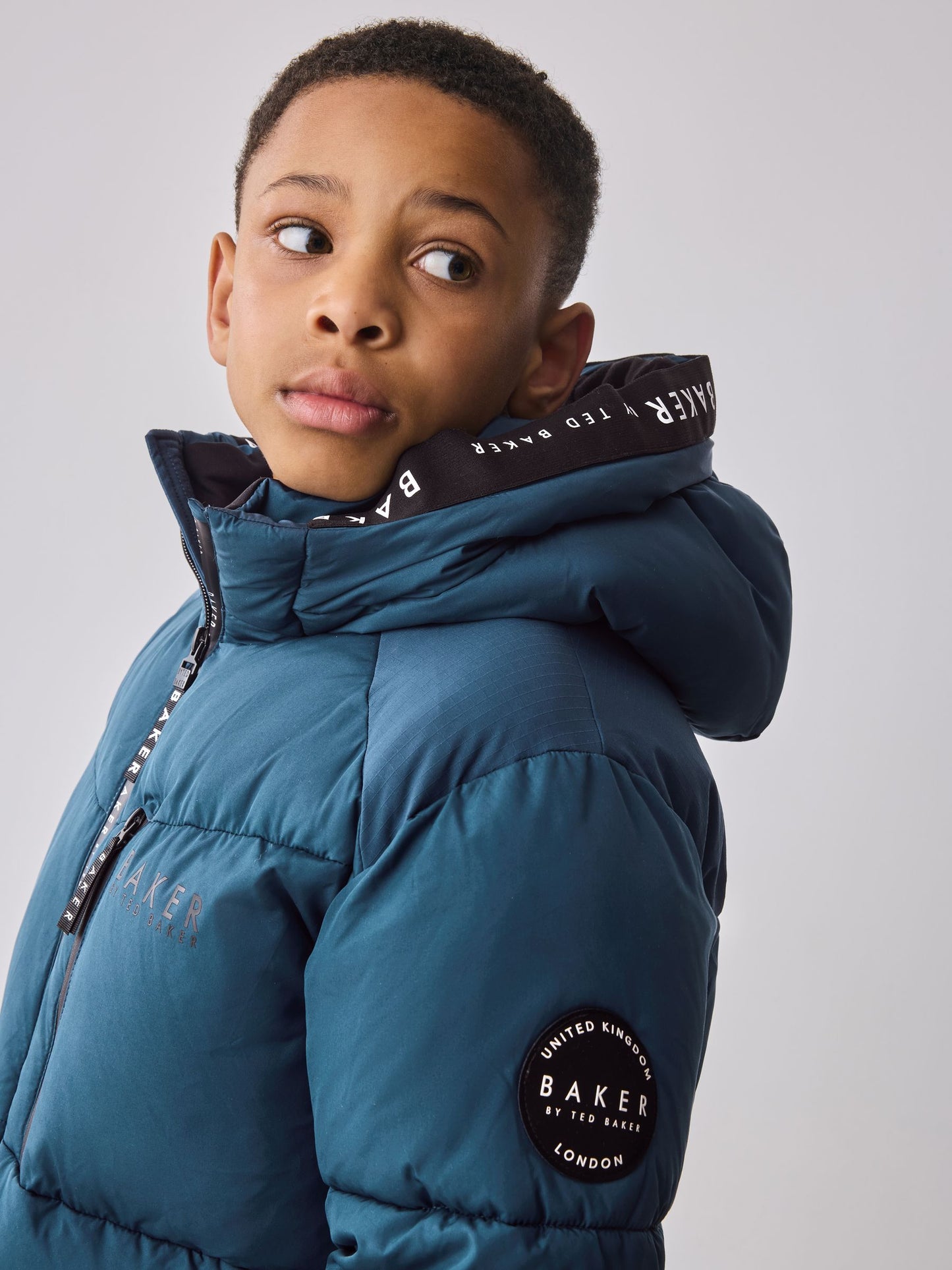 Baker by Ted Baker Blue Shower Resistant Midlength Padded Coat image 10