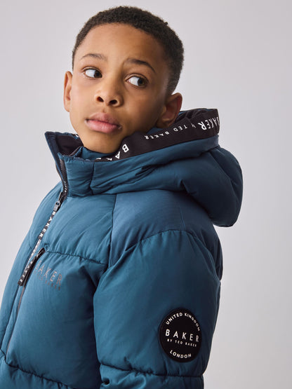 Baker by Ted Baker Blue Shower Resistant Midlength Padded Coat image 10