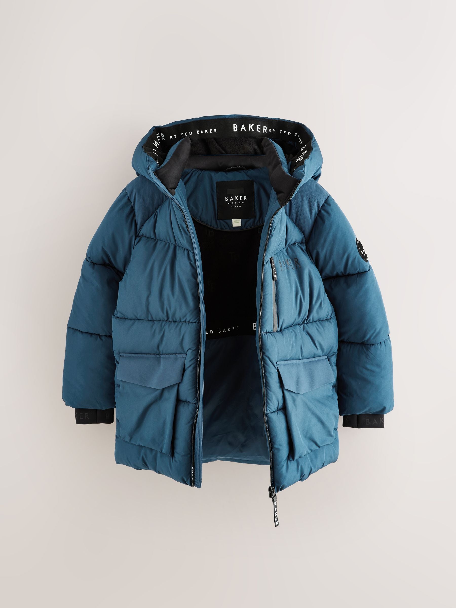Baker by Ted Baker Blue Shower Resistant Midlength Padded Coat image 12
