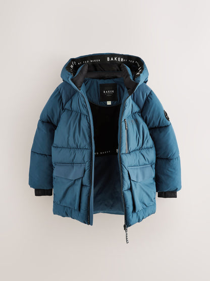 Baker by Ted Baker Blue Shower Resistant Midlength Padded Coat image 12