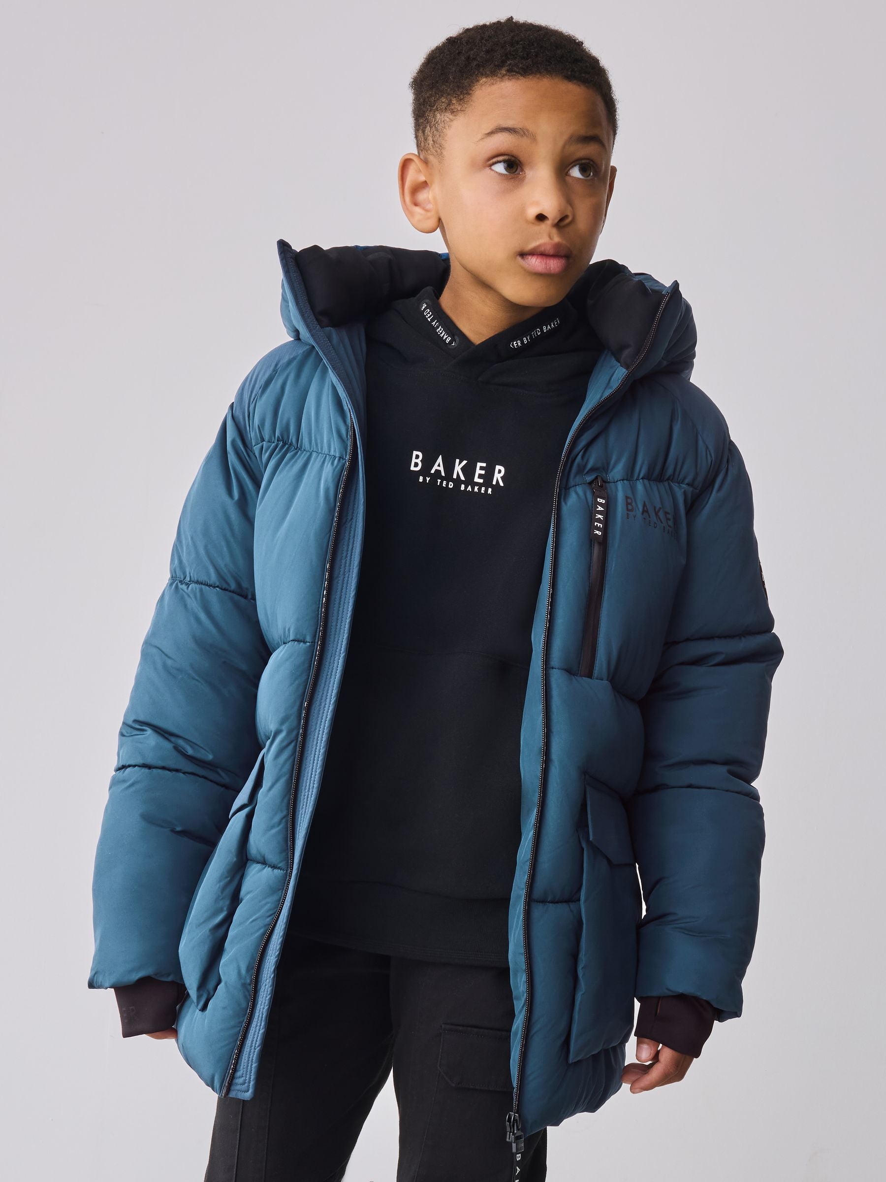 Baker by Ted Baker Blue Shower Resistant Midlength Padded Coat image 2