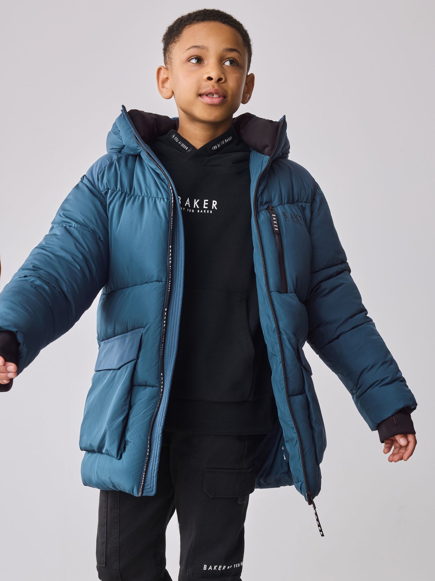 Baker by Ted Baker Blue Shower Resistant Midlength Padded Coat image 3