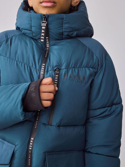 Baker by Ted Baker Blue Shower Resistant Midlength Padded Coat image 7