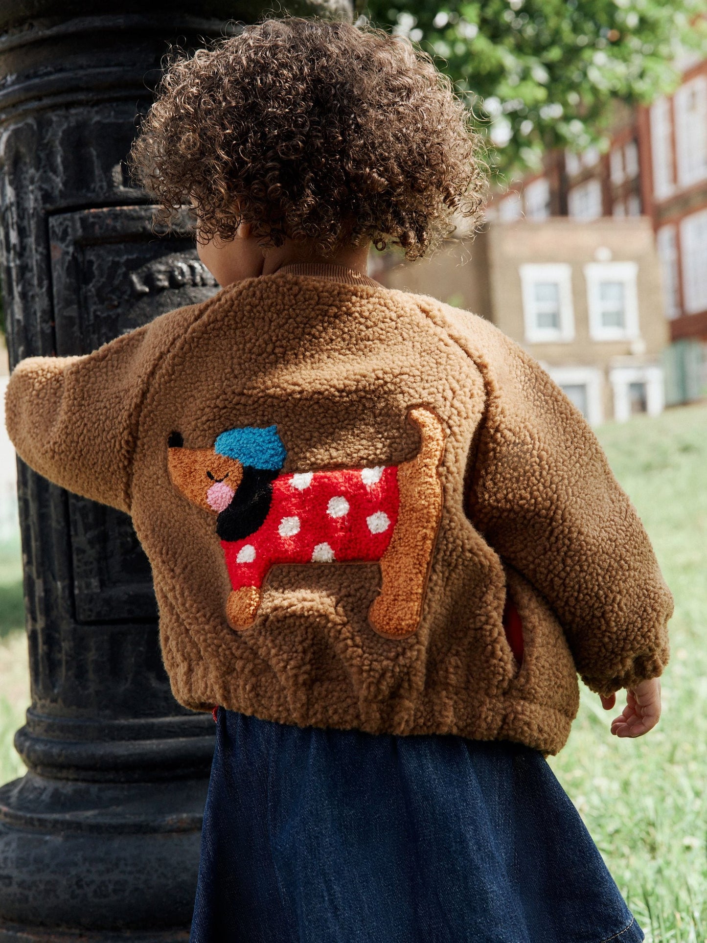 Brown Sausage Dog Borg Fleece Bomber Jacket (3mths-8yrs)