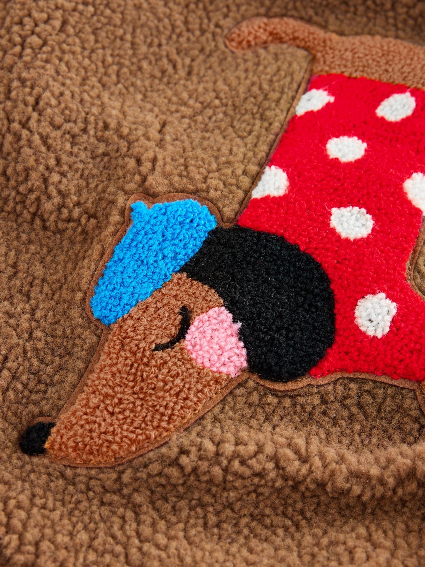 Brown Sausage Dog Borg Fleece Bomber Jacket (3mths-8yrs)