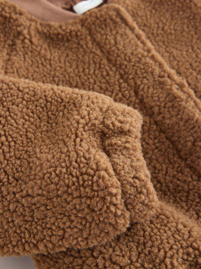 Brown Sausage Dog Borg Fleece Bomber Jacket (3mths-8yrs)