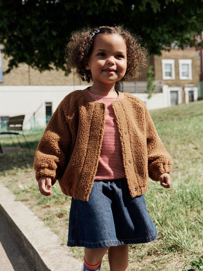 Brown Sausage Dog Borg Fleece Bomber Jacket (3mths-8yrs)