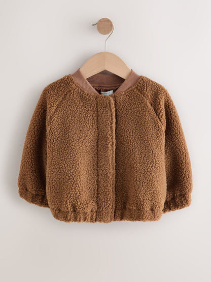 Brown Sausage Dog Borg Fleece Bomber Jacket (3mths-8yrs)