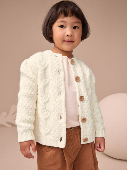 Ecru Chunky Knit Bobble Cardigan (3mths-10yrs) - image 1