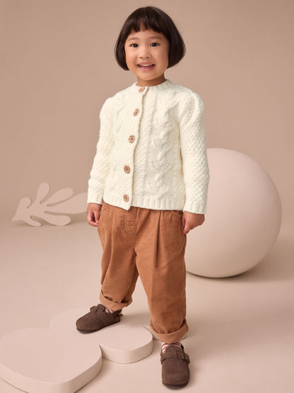 Ecru Chunky Knit Bobble Cardigan (3mths-10yrs) - image 3
