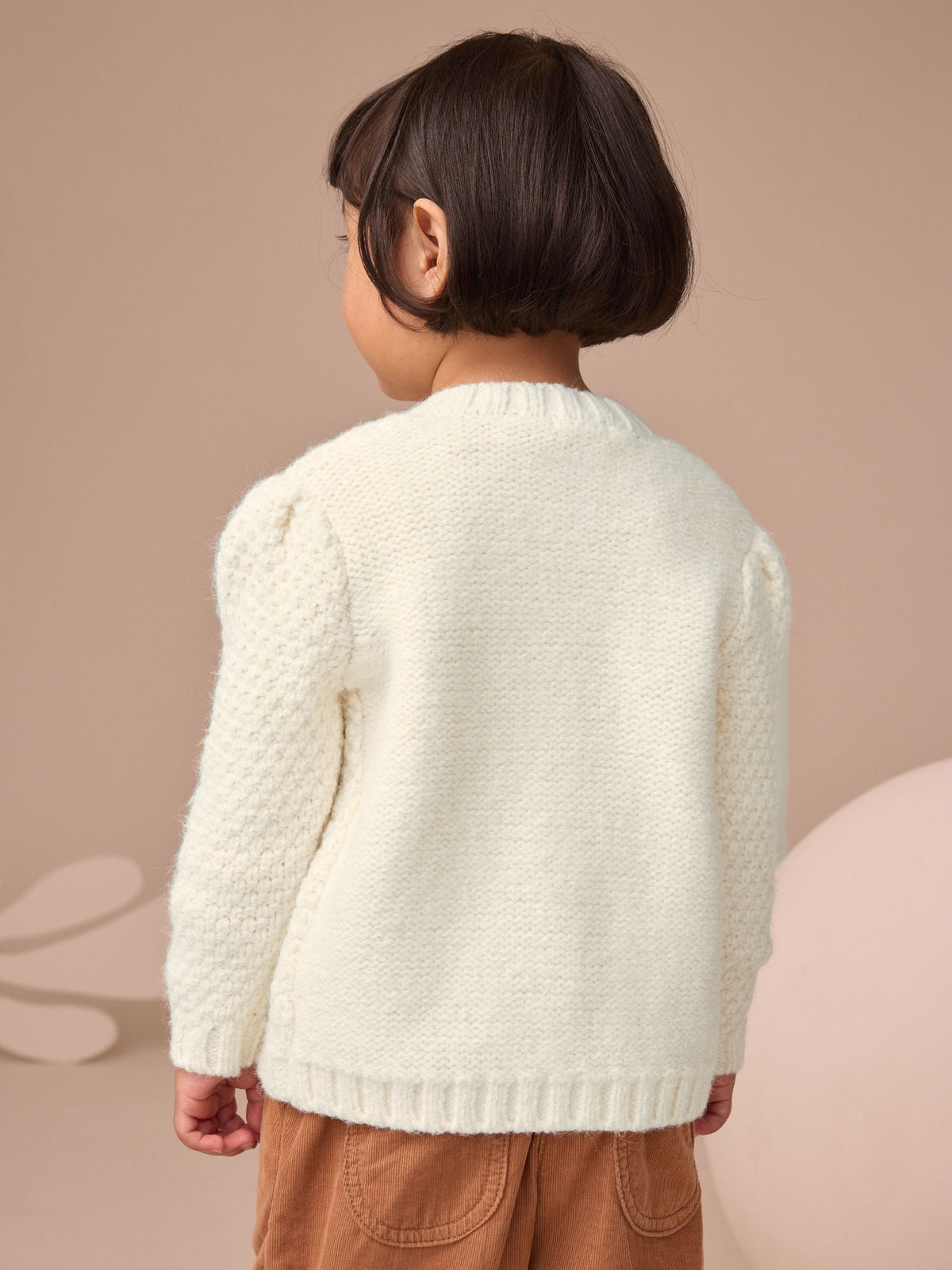 Ecru Chunky Knit Bobble Cardigan (3mths-10yrs) - image 4