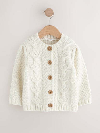 Ecru Chunky Knit Bobble Cardigan (3mths-10yrs) - image 6