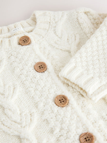 Ecru Chunky Knit Bobble Cardigan (3mths-10yrs) - image 8