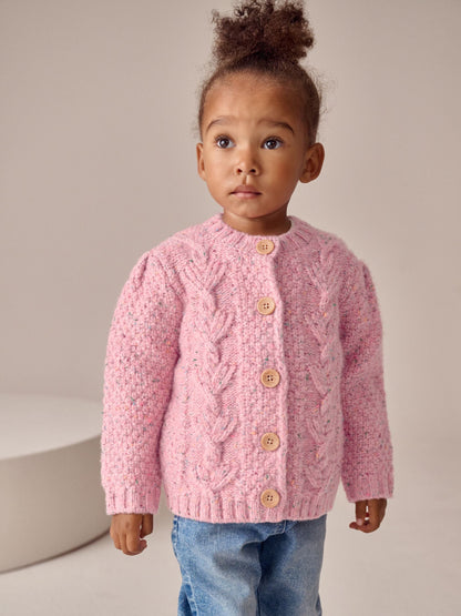 Pink Chunky Knit Bobble Cardigan (3mths-10yrs) - image 5