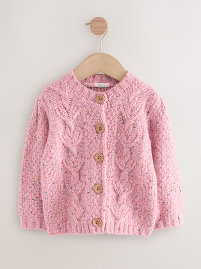 Pink Chunky Knit Bobble Cardigan (3mths-10yrs) - image 6