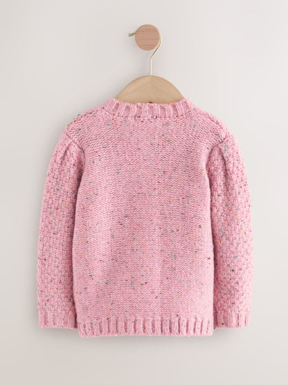 Pink Chunky Knit Bobble Cardigan (3mths-10yrs) - image 7