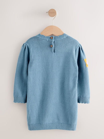 Blue Embroidered Jumper Dress and Tights Set (3mths-7yrs)