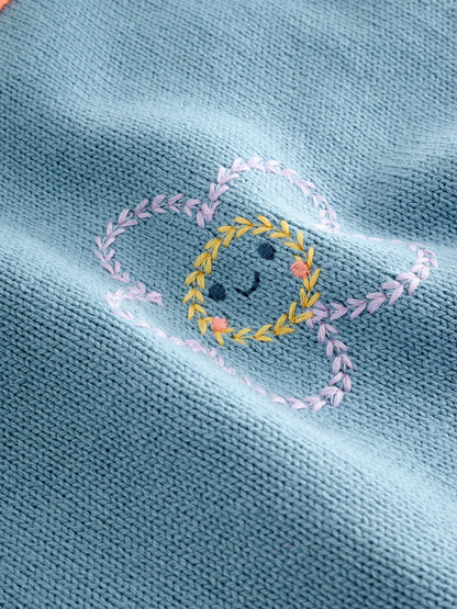 Blue Embroidered Jumper Dress and Tights Set (3mths-7yrs)