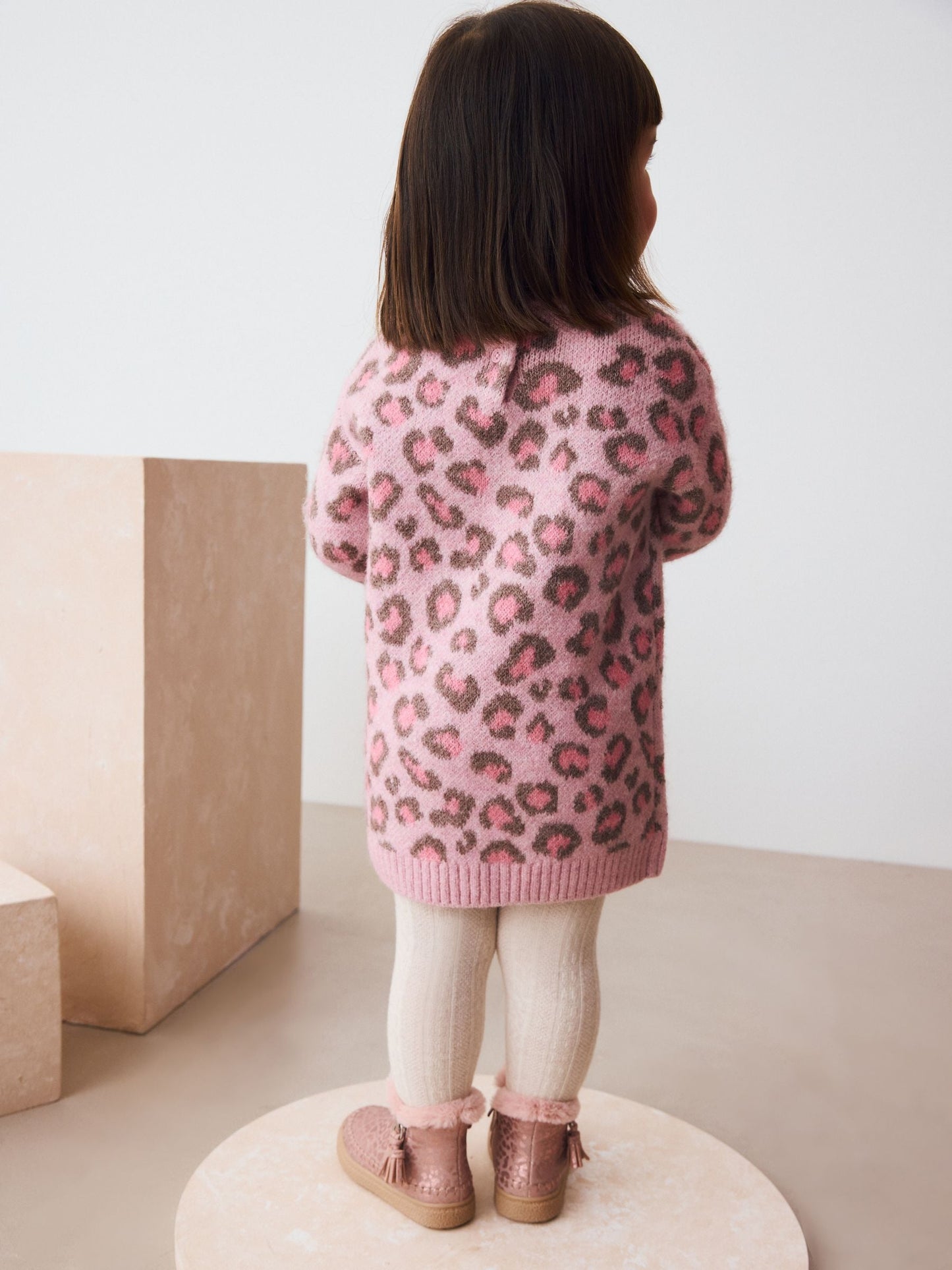 Pink Leopard Print Jumper Dress (3mths-7yrs) image 4