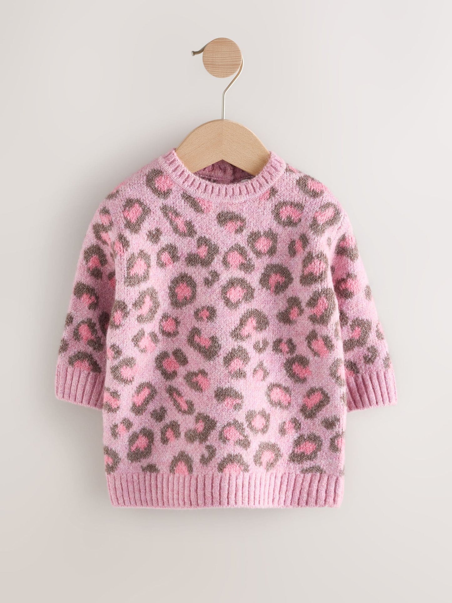Pink Leopard Print Jumper Dress (3mths-7yrs) image 6