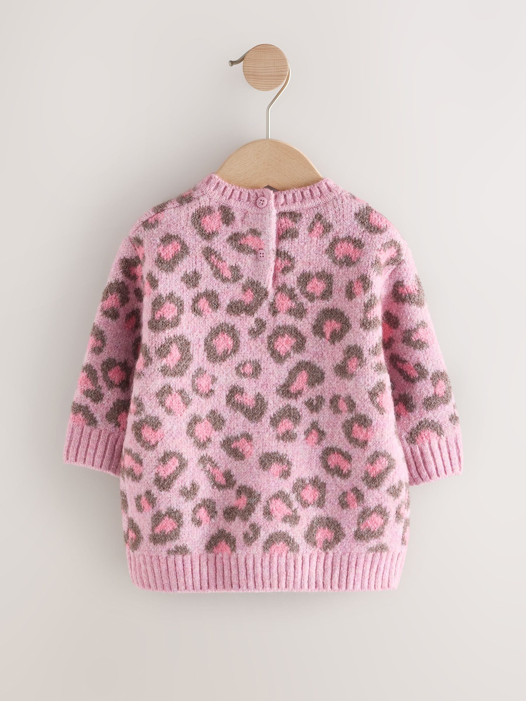 Pink Leopard Print Jumper Dress (3mths-7yrs) image 7