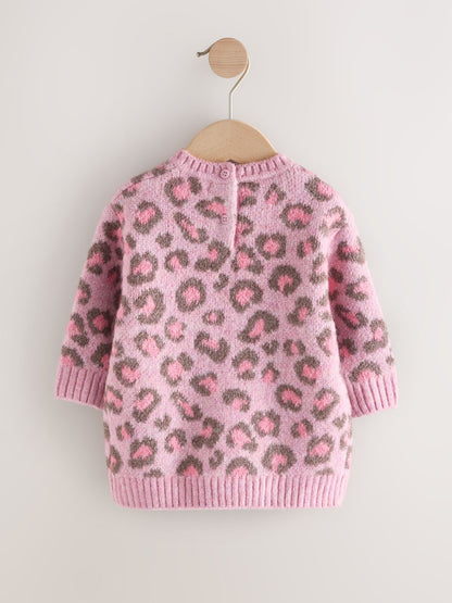 Pink Leopard Print Jumper Dress (3mths-7yrs) image 7