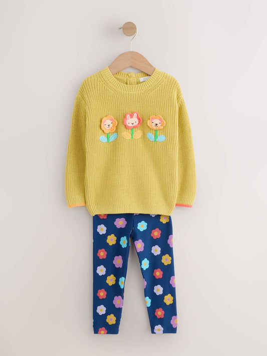 Yellow Floral Character Jumper and Leggings Set (3mths-7yrs) image 1