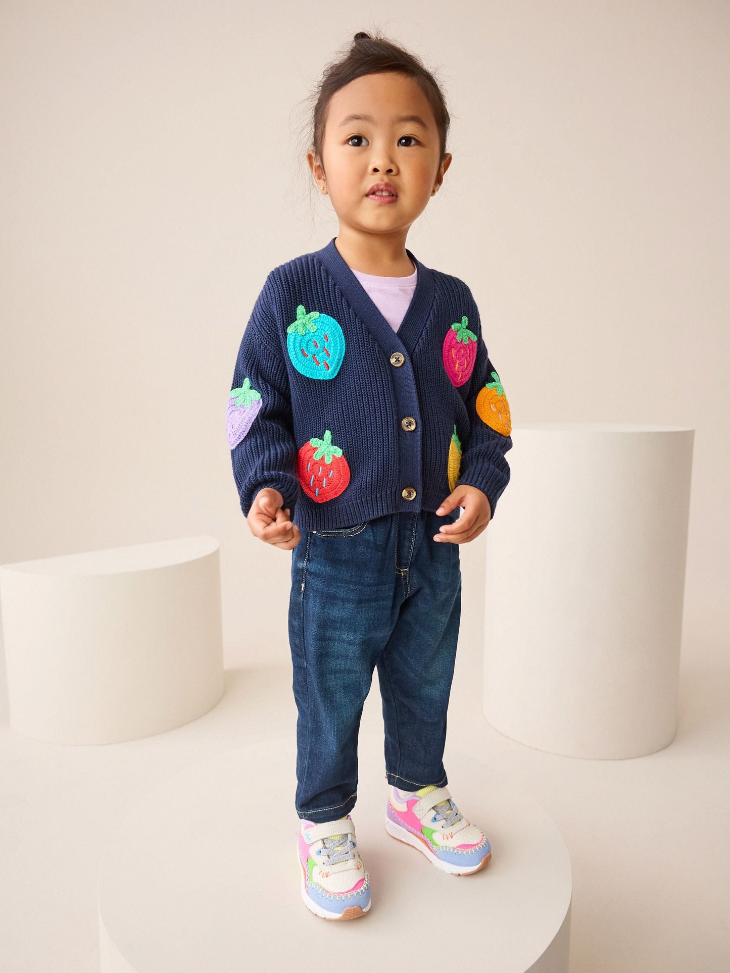Navy Strawberry V-Neck Cardigan (3mths-7yrs)