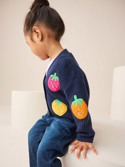 Navy Strawberry V-Neck Cardigan (3mths-7yrs)