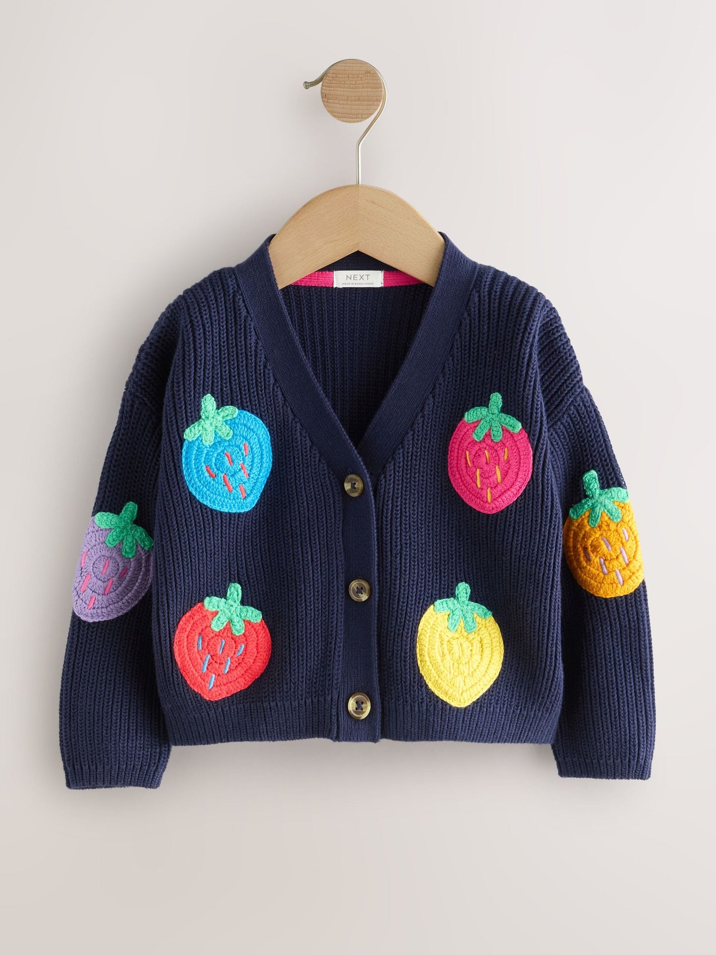 Navy Strawberry V-Neck Cardigan (3mths-7yrs)