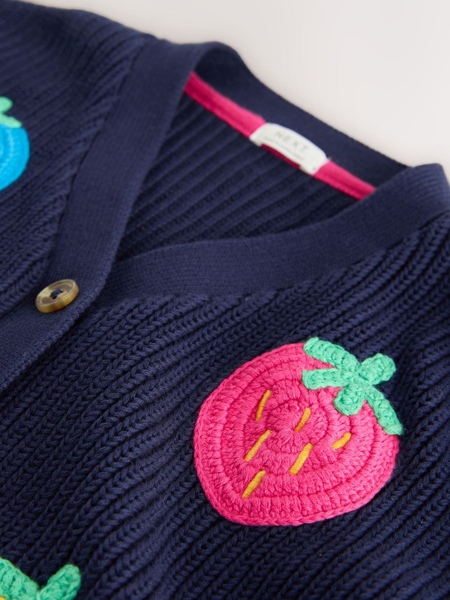 Navy Strawberry V-Neck Cardigan (3mths-7yrs)