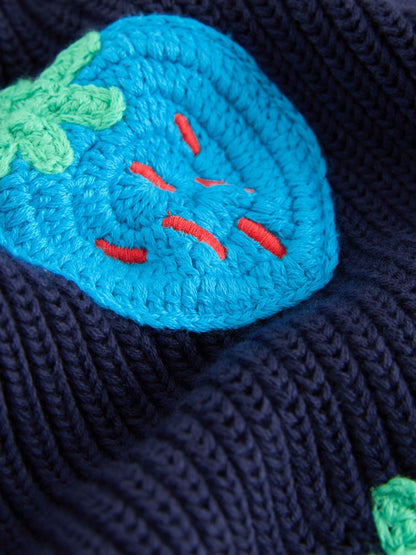Navy Strawberry V-Neck Cardigan (3mths-7yrs)