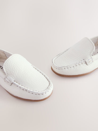 White Standard Fit (F) Suede Slip-Ons Loafer Shoes image 4