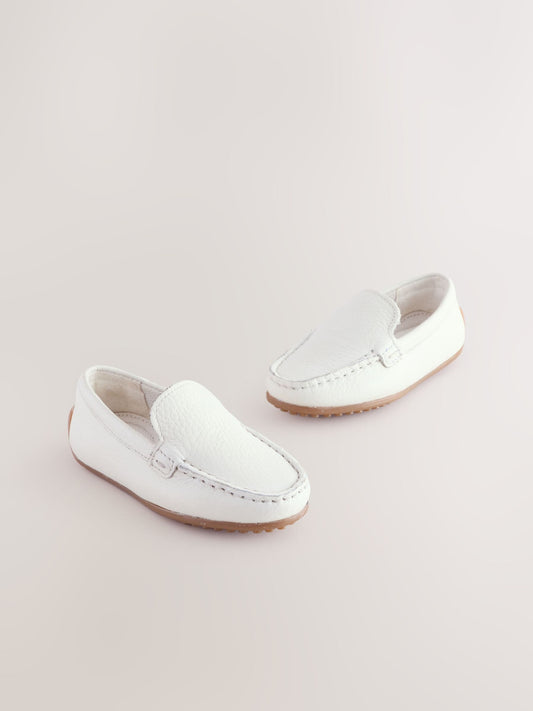 White Standard Fit (F) Suede Slip-Ons Loafer Shoes image 2