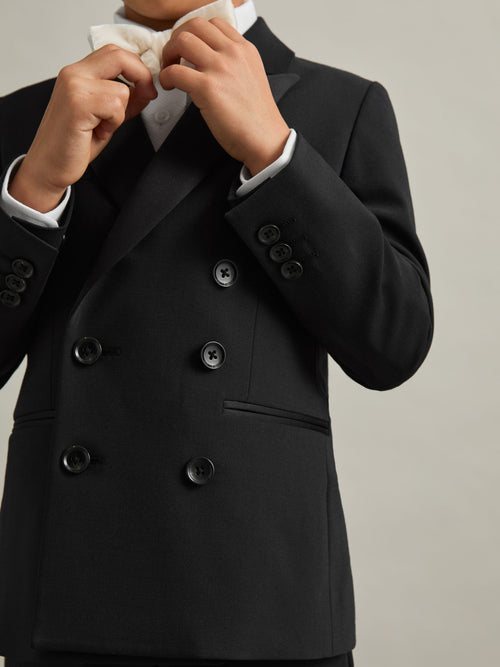Reiss Black Knightsbridge Db 9-13 yrs Wool-Blend Double-Breasted Tuxedo Jacket image 1