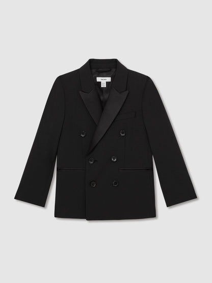 Reiss Black Knightsbridge Db 9-13 yrs Wool-Blend Double-Breasted Tuxedo Jacket image 2