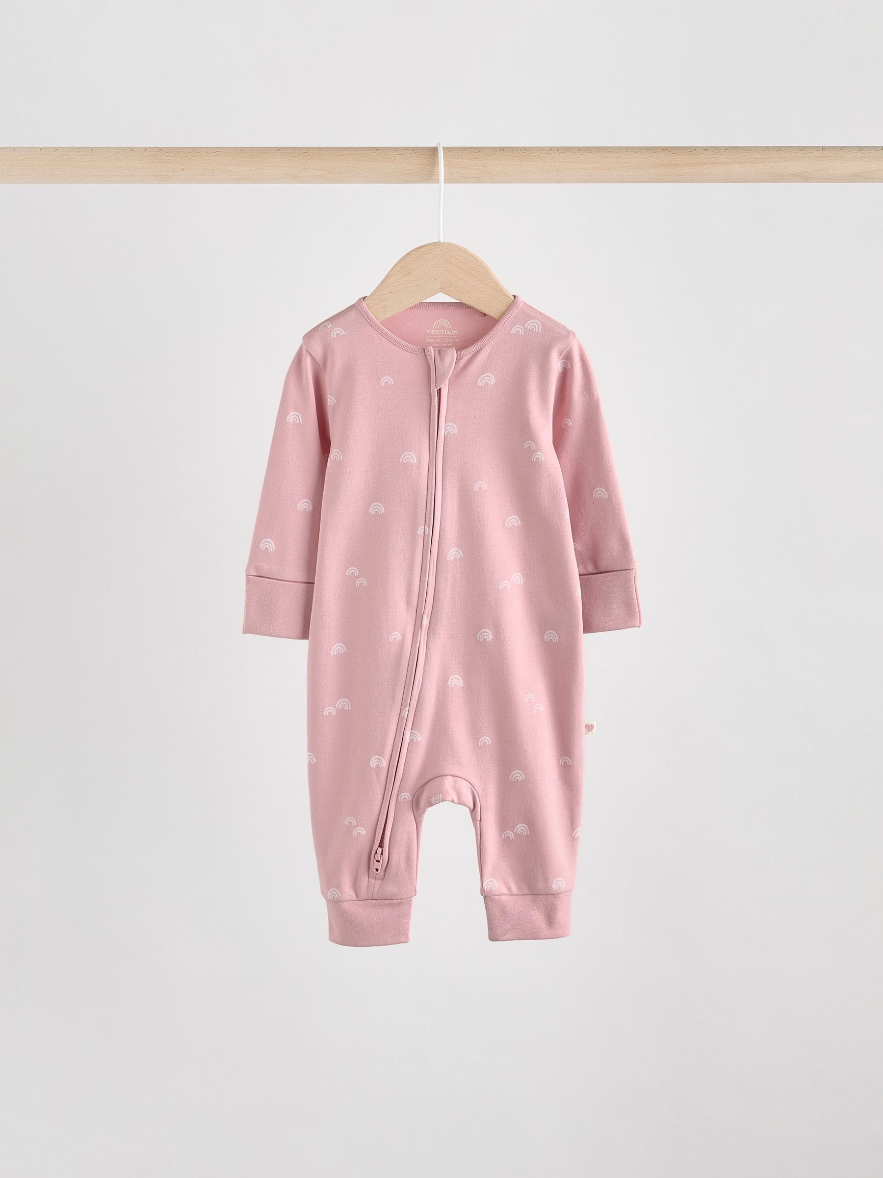 Pink 4 Pack Two Way Zip Baby Sleepsuits (0mths-3yrs) image 3
