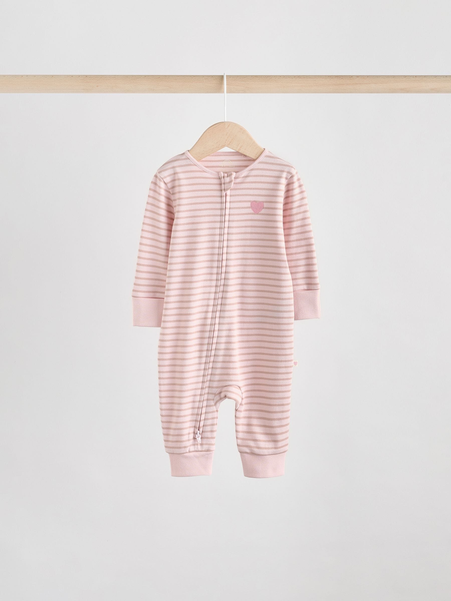 Pink 4 Pack Two Way Zip Baby Sleepsuits (0mths-3yrs) image 5