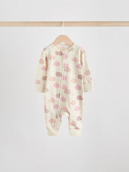 Pink 4 Pack Two Way Zip Baby Sleepsuits (0mths-3yrs) image 6