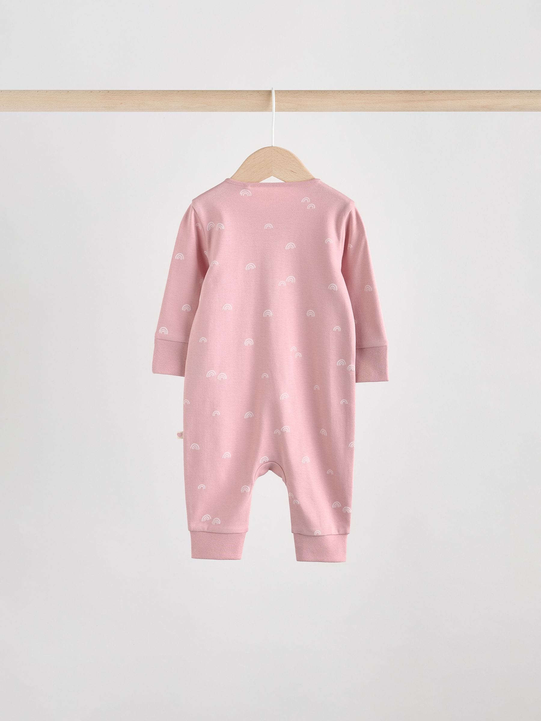 Pink 4 Pack Two Way Zip Baby Sleepsuits (0mths-3yrs) image 7
