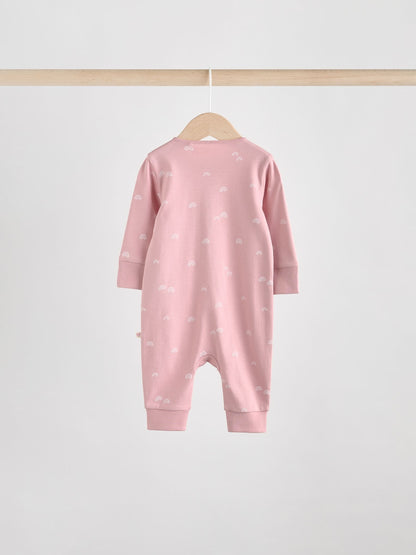 Pink 4 Pack Two Way Zip Baby Sleepsuits (0mths-3yrs) image 7